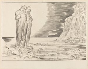 裏切り者の輪; ダンテの足踏みボッカ・デッリ・アバーテ 作： William Blake
