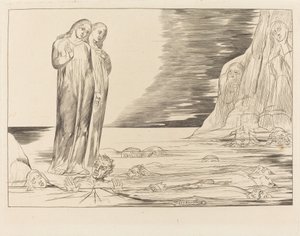 裏切り者の輪; ダンテの足踏みボッカ・デッリ・アバーテ 作： William Blake