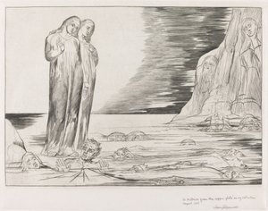 裏切り者の輪」「ダンテの足打ち ボッカ・デッリ・アバーテ」1827年 作： William Blake