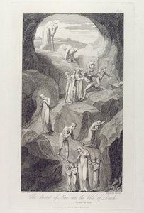 ルイジ・シャボネッティ（1765-1810）、1808年に彫られたウィリアムブレイク（1757-1827）の「The Grave、A Poem」からのイラスト、死の谷への人間の降下、pl.8 作： William Blake