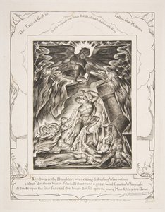 1825-26年の「職業書」の挿絵からの、職業息子の破壊。 作： William Blake