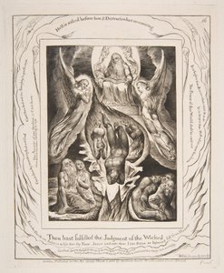 1825-26年の 『ヨブ記』の挿絵からの悪魔の堕落。 作： William Blake