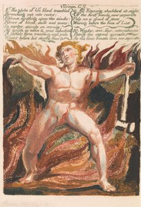 ユリゼン書第一、プレート15、「8.生命の血の球体が震えた.. . .」 (ベントレー18) 作： William Blake