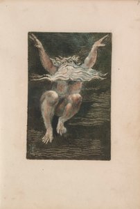 ウリゼンの最初の本、pl.7（深海で上昇しているように見える、浮かぶ白いひげを持つ裸の男）1794（WCでカラー印刷されたレリーフエッチング） 作： William Blake