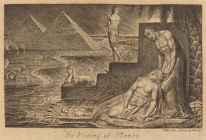 The Hiding of Moses」（1824年）。 作： William Blake