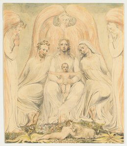 聖家族 (真実の膝の中のキリストとしても知られています) 作： William Blake