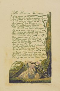 「The Human Abstract」、「Songs of Experience」（1794年）のプレート45（カラー印刷のレリーフエッチング） 作： William Blake