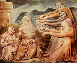 The Just Upright Man Is Laughed To Scorn」、1825年頃、1943年。   作： William Blake