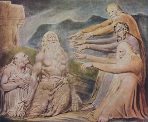 ジャストアップライトマンは軽蔑に笑われる、c1825、1947 作： William Blake