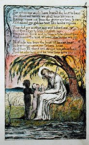 「SongsofInnocence and ofExperience」（BentleyCopy L）1789-94の「TheLittle BlackBoy」プレート9（Bentley 10）（ペンと水彩でエッチングを上げた） 作： William Blake