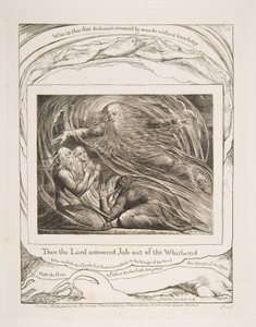主の仕事の挿絵、1825-26年から、旋風の外で主に答える仕事。 作： William Blake