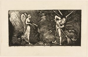 バニヤンの『巡礼の道』より「通訳の応接間を掃除する男 作： William Blake