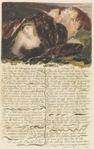 「食肉処理場の牛のうめき声..」、「ウリゼンの最初の本」のプレート23 作： William Blake