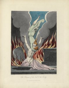 魂と身体の再会、ロバートブレアの「The Grave」のイラスト、Louis Schiavonettiの彫刻 作： William Blake