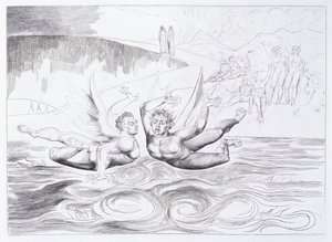 6足の蛇がアグノロブルネレスキを攻撃、1824年から1827年 作： William Blake