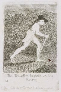 夕方の旅人ハステス、「子供向け」のプレート15。楽園の門 &39;、1793 作： William Blake