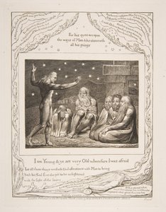 エリフの怒り、仕事の挿絵、1825-26年から。 作： William Blake