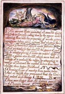 "The ancient poets..." 「天国と地獄の結婚」のイラストとテキスト、1790-3年頃（ペンと水彩で仕上げたレリーフエッチング