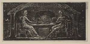 ThenotとColinetは、1821年のVirgilのThorntons Pastoralsから夕食を食べます。 作： William Blake
