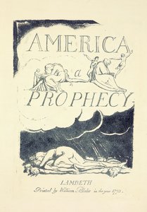 「アメリカ、予言」のタイトルページ、1790年代半ば 作： William Blake