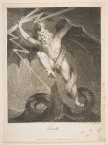 1795年8月1日、植物園、竜巻-ゼウス、タイフォンエラスムスダーウィンと戦う。 作： William Blake
