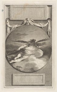 雲の中を飛んでいる翼のある人物1780-87。 作： William Blake