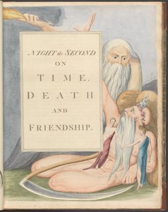 ヤングの夜の考え、17ページ、2番目の夜、時間通り、死と友情。 作： William Blake