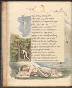 ヤングの夜の考え、4ページ、「私の魂のファンタスティックな手段が踏んだとしても」 作： William Blake