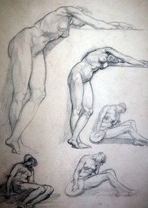 見よ、花婿が来る」または「10人のおとめ」1880年頃（紙に鉛筆） 作： William Blake Richmond