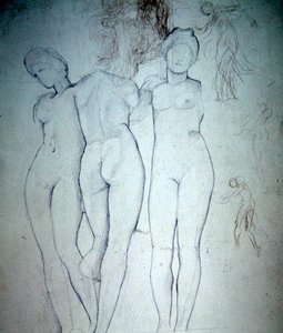 スリーヌード（紙に鉛筆） 作： William Blake Richmond