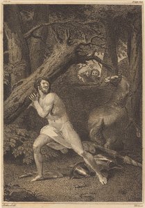 木を引き裂く怒りのオーランド 作： William Blake after Thomas Stothard