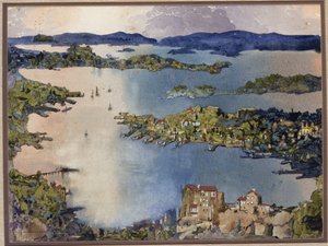 内陸の海（シドニー港）、1895年頃（紙にw - c） 作： William Blamire Young