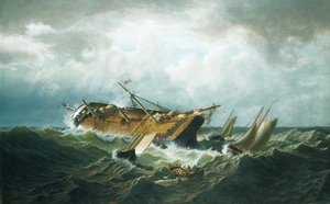 ナンタケット沖の難破船嵐の後のナンタケット沖の難破船。 1860-61。 作： William Bradford