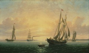 メイン州バースのスクーナー・ジェーン号（1857年）。 作： William Bradford