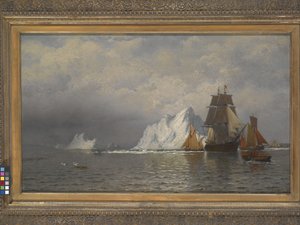 ラブラドールの海岸近くの捕鯨船と漁船（キャンバスに油彩） 作： William Bradford