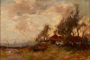 A Farm Steading (キャンバスに油彩) 作： William Bradley Lamond