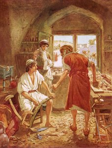 大工としてヨセフと一緒に働いているキリスト 作： William Brassey Hole