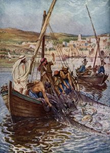 4人の漁師が弟子と呼ばれる-聖書 作： William Brassey Hole