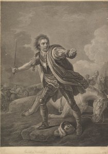 1759年、ドルリー・レーン・シアター・パフォーマンスでのリチャード3世としてのデヴィッド・ギャリック 作： William Bromley