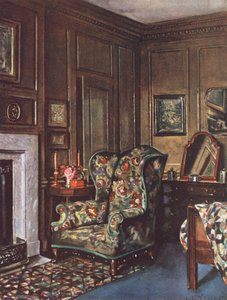 室内装飾：茶色の壁を明るい色で彩った寝室（カラーリトグラフ） 作： William Bruce Ellis Ranken