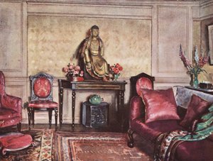 室内装飾：ピンクをうまく使った家具（カラーリトグラフ） 作： William Bruce Ellis Ranken