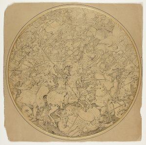 マルクス・クルティウスとムティウス・スカエヴォラの物語が描かれた儀式用盾 作： William Burgess