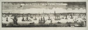 1761年、北米のニューヨーク市の南側の展望 作： William Burgis