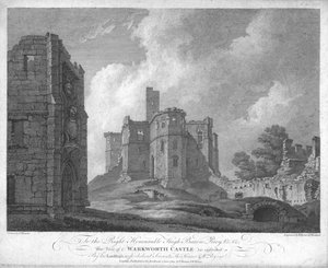 ワークワース城、c1784。 作： William Byrne