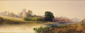 イブシャムのエイボンでの夏の夜、1870〜80年頃（鉛筆と水彩） 作： William Callow