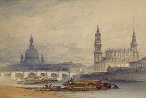 エルベ川のドレスデン、1853年 作： William Callow