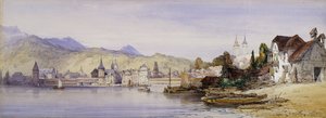 湖からのルツェルン、1862 作： William Callow