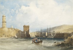マルセイユの港への入り口、1838年頃