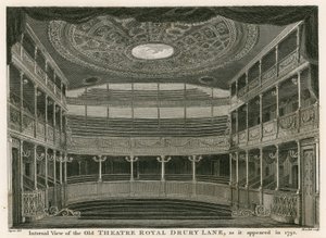 1792年に登場したロンドンのドルリーレーンの古いシアターロイヤルの内部 作： William Capon