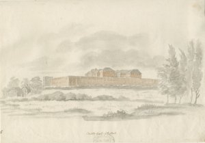 スタッフォード-シャイアー・ホール：建築家のインク・ドローイング（彩色）、nd [c 1798] （図面